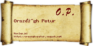 Országh Petur névjegykártya