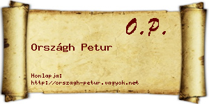 Országh Petur névjegykártya